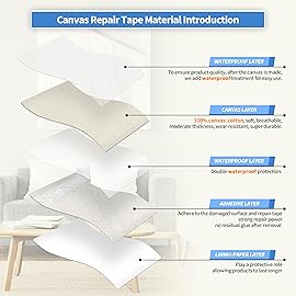 KING MOUNTAIN Canvas Repair Tape,Outdoor Gear Patch, 463 Inches,Waterproof,Self-Adhesive for Repairing Boat Covers,Sun Shades,Sofas,Tents,Lounge Chairs,Awnings (Rice Coffee)