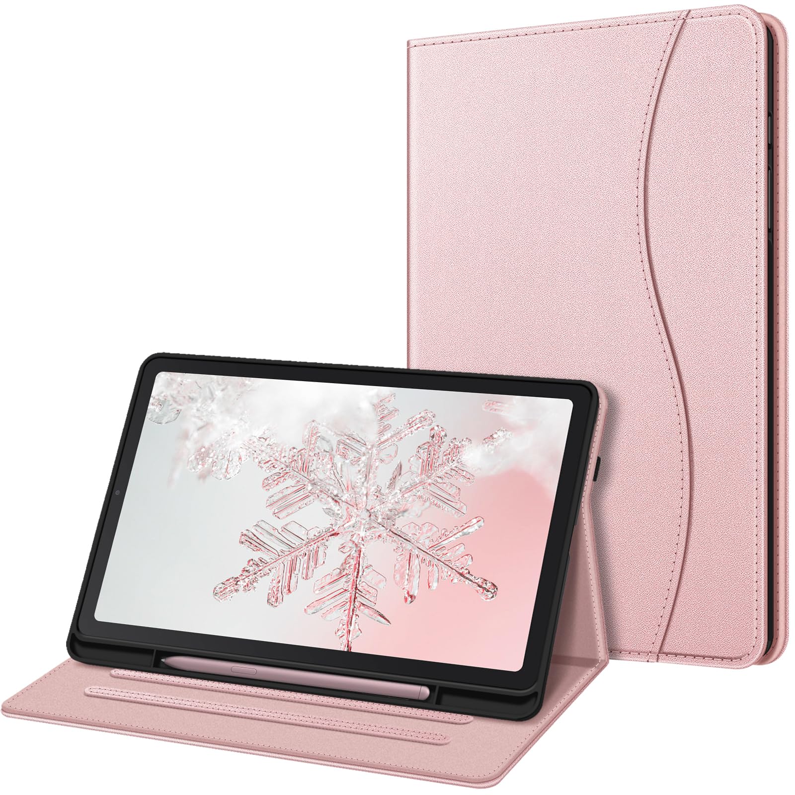 Fintie Case for Samsung Galaxy Tab S6 Lite 10.4 Inch 2024/2022/2020 with S Pen Holder, Multi-Angle Viewing Soft TPU Back Cover with Pocket Auto Wake/Sleep, Rose Gold