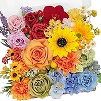 TINGE TIME Rainbow Artificial Flowers DIY Kit - Peonies, Hydrangeas, Sunflowers, Dahlias for Weddings, Parties & Home Decor