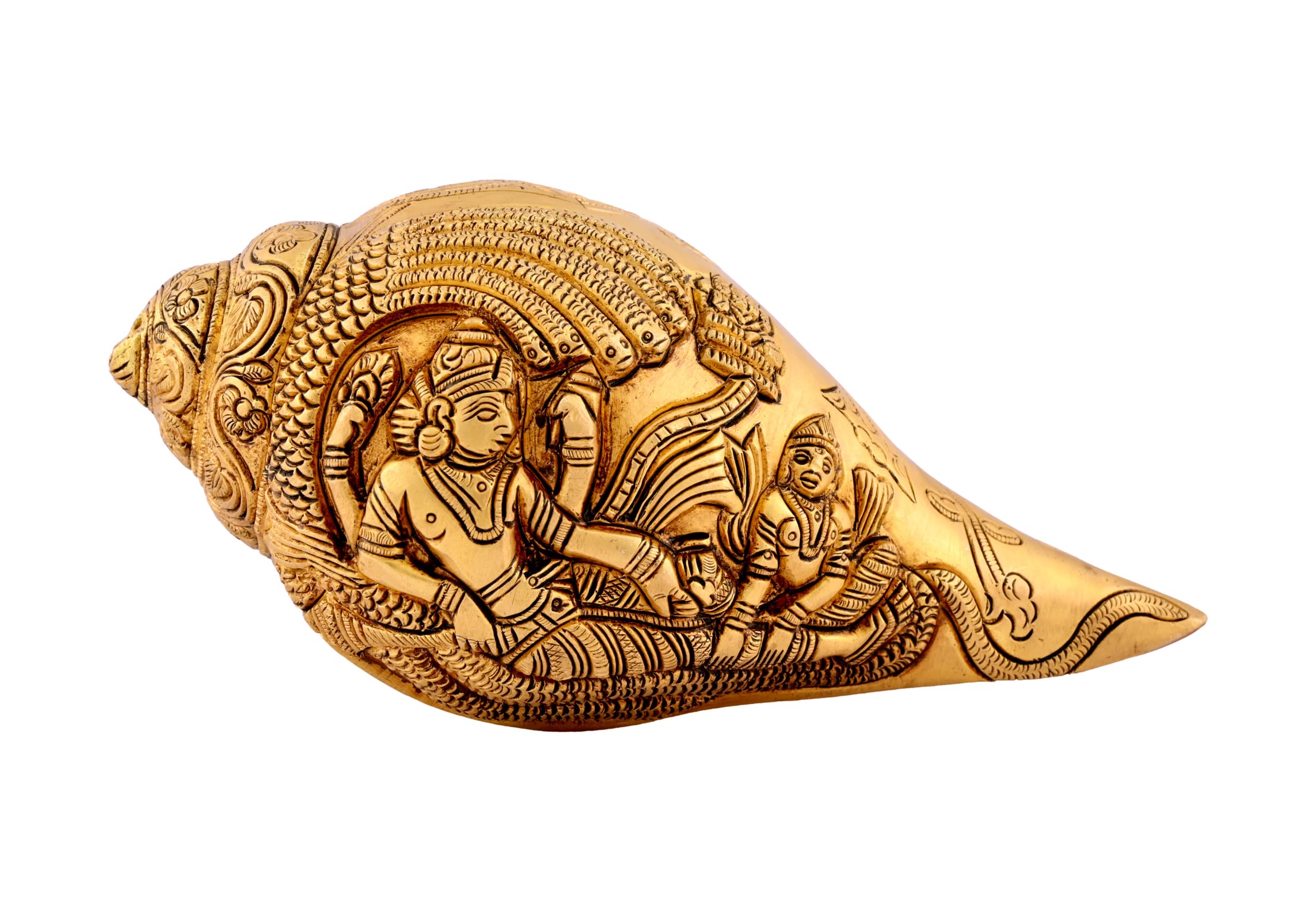 Vintage Gulley Laiton Narayan Shankh I Conque Shell I Vishnu I Sheshnaag I Decor I Home Decorative I Indoor I Gift I Mythologie I Table I Temple I Showpiece