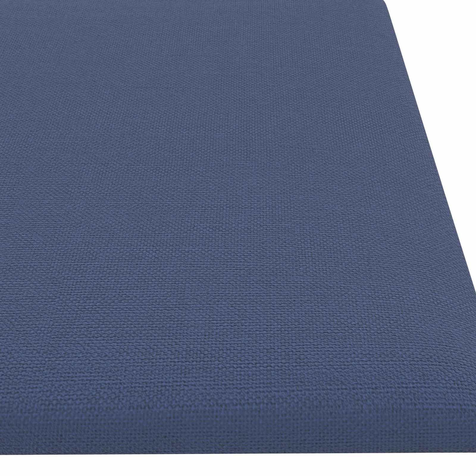 Juego de 12 cabezales de pared de tela azul de 60 x 15 cm para interiores, revestimiento moderno de pared con material de madera, aspecto rectangular, fácil montaje