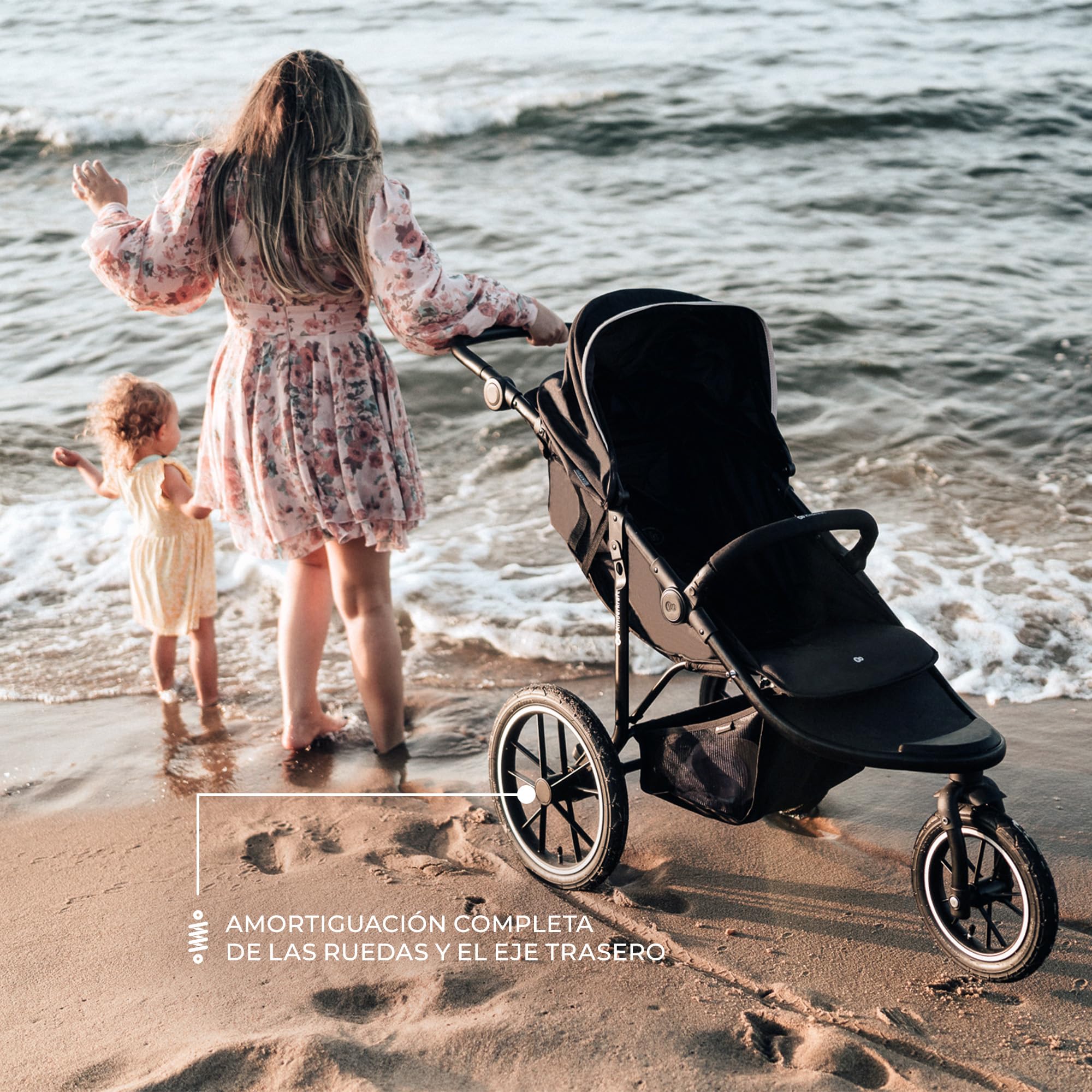 Kinderkraft HELSI 2, Jogger, Silla de Paseo, Para Bebés, 3 Ruedas, Para cada Terreno, Desde el Nacimiento hasta 22 Kg, Rueads Neumaticas, Off Road, Cesta Grande, Gris