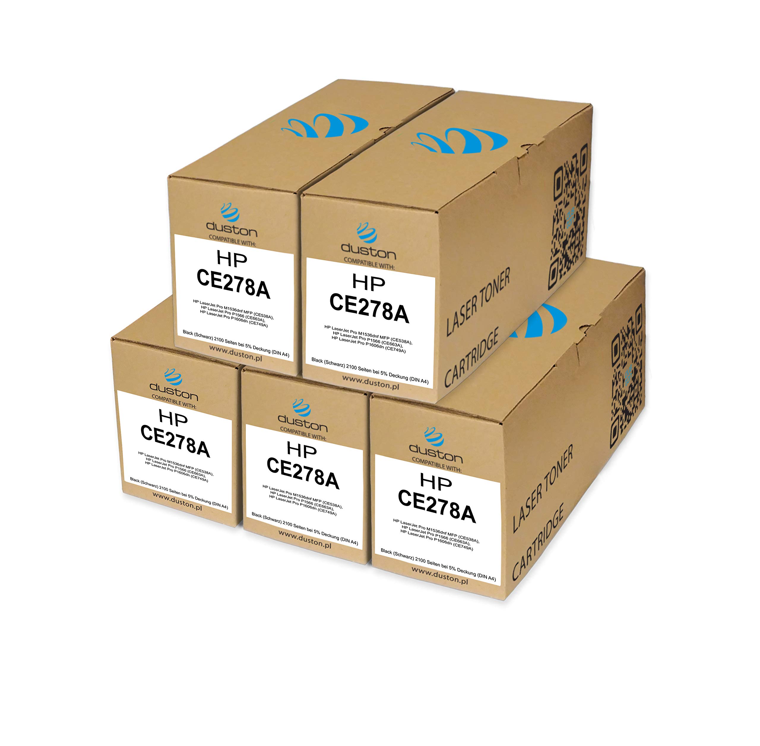 duston 5x CE278A, 78A toner nero compatibile con Laserjet Pro M1536dnf MFP P1566 P1606dn