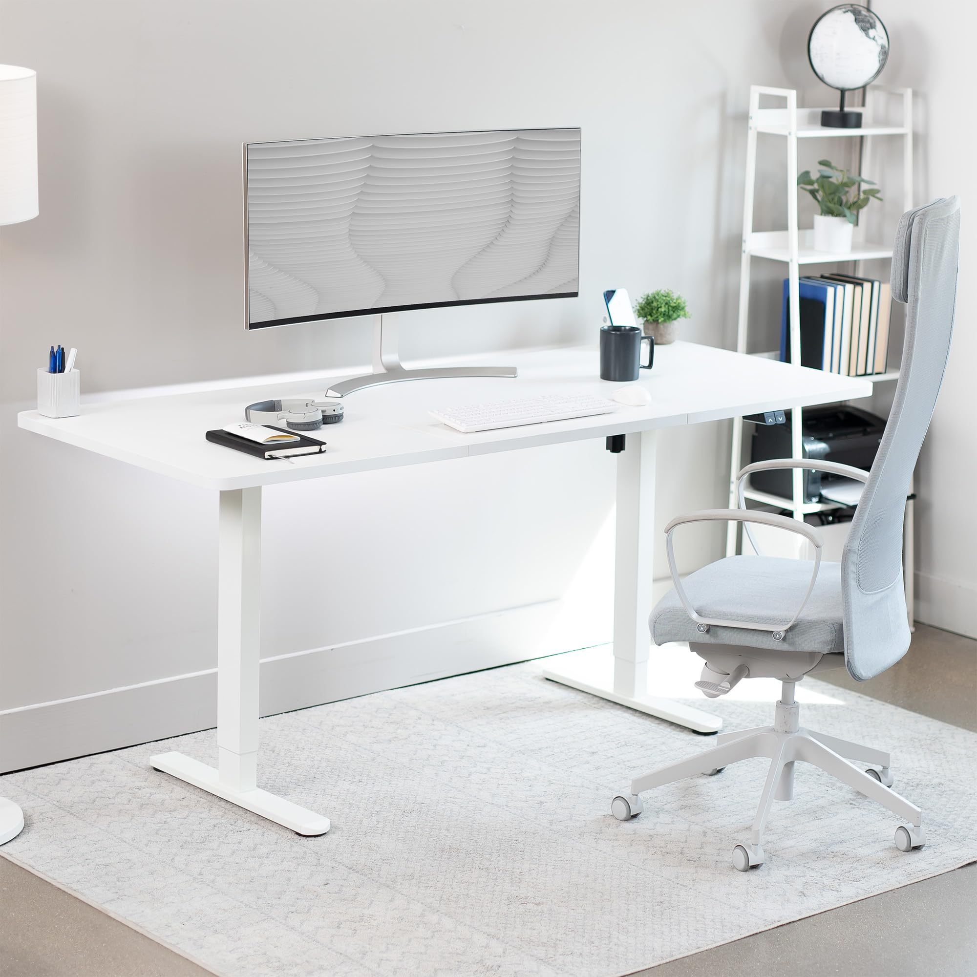 VIVO Electric 71 x 30 inch Stand Up Desk Height Adjustable White Top White Frame Home and Office — view 4