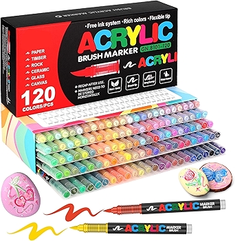 Amamao 120色丙烯颜料马克笔 彩绘笔工艺用品