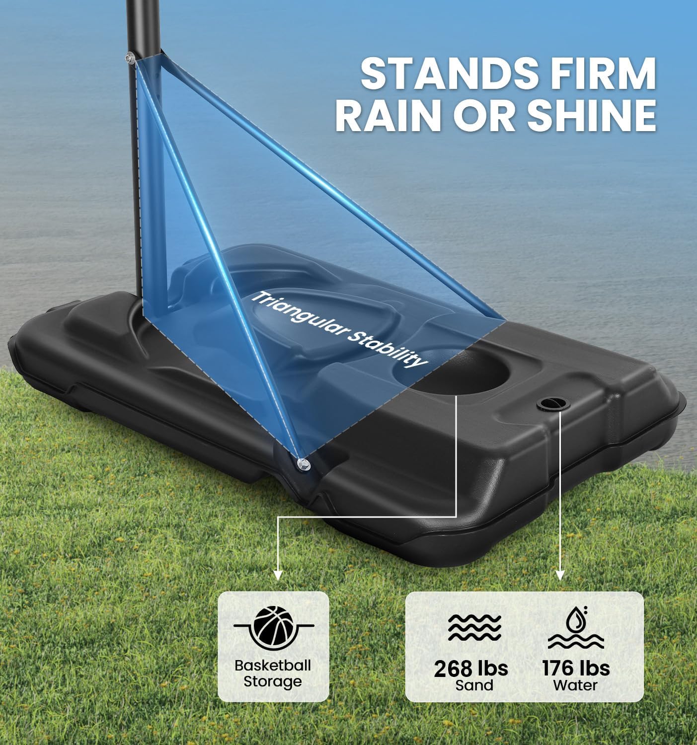 Basketball Hoop Outdoor 10ft Adjustable Portable Basketball Hoops & Goals System for Teens Youth and Adults in Backyard/Driveway/Indoor, 48 Inch Shatterproof Backboard, Fillable Base