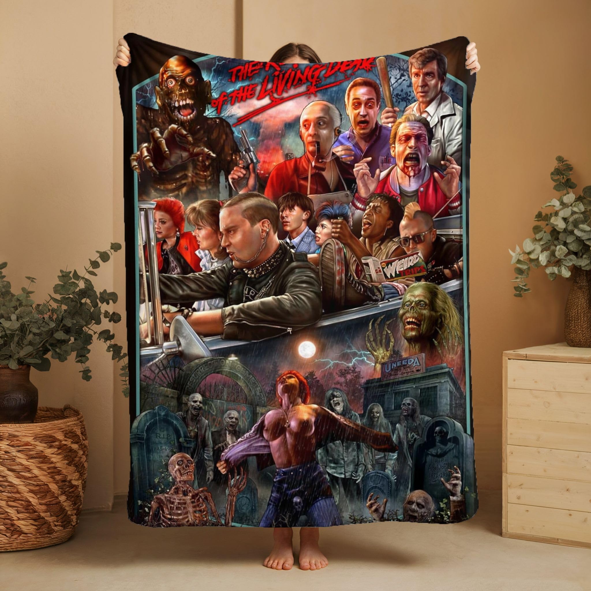 Wild Star Hearts Horror Movie Blanket Return of the Living Dead Goth Bedroom Decor Velveteen Polycotton Blanket Throw Adult Cosy Blanket 155cms x 200cms