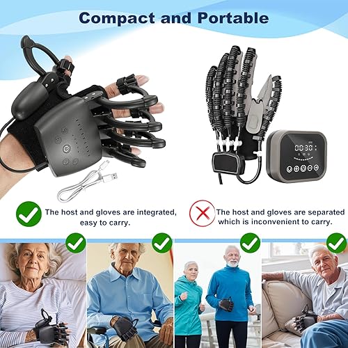 Miniatura 3 de Guantes de robot de rehabilitación mejorados para recuperación de hemiplejia cerebral, guante robótico portátil para rehabilitación de accidentes