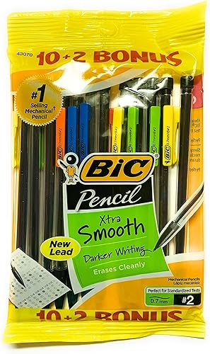 BIC Lápiz Xtra Life, punta media (0.028 in), 12 unidades