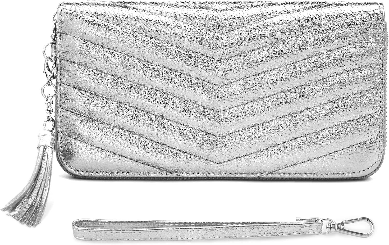 befen Black Wallet for Women Soft Genuine Leather Quilted Wristlet Clutch Wallet RFID Blocking Zip Around Designer Wallet - Image 9