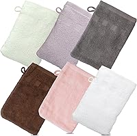 Vista 1 de Made Easy Kit Manoplas de Baño - Paquete de 6 - (6" x 9") Toallita Estilo Europeo con Lazo (Variedad, 6 x 9 pulgadas)