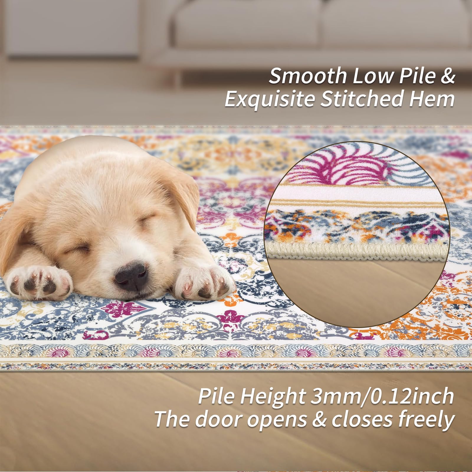 Tapis Salon DEMILU 160x220 Cm Crème - Tapis Chambre Doux Et Soyeux