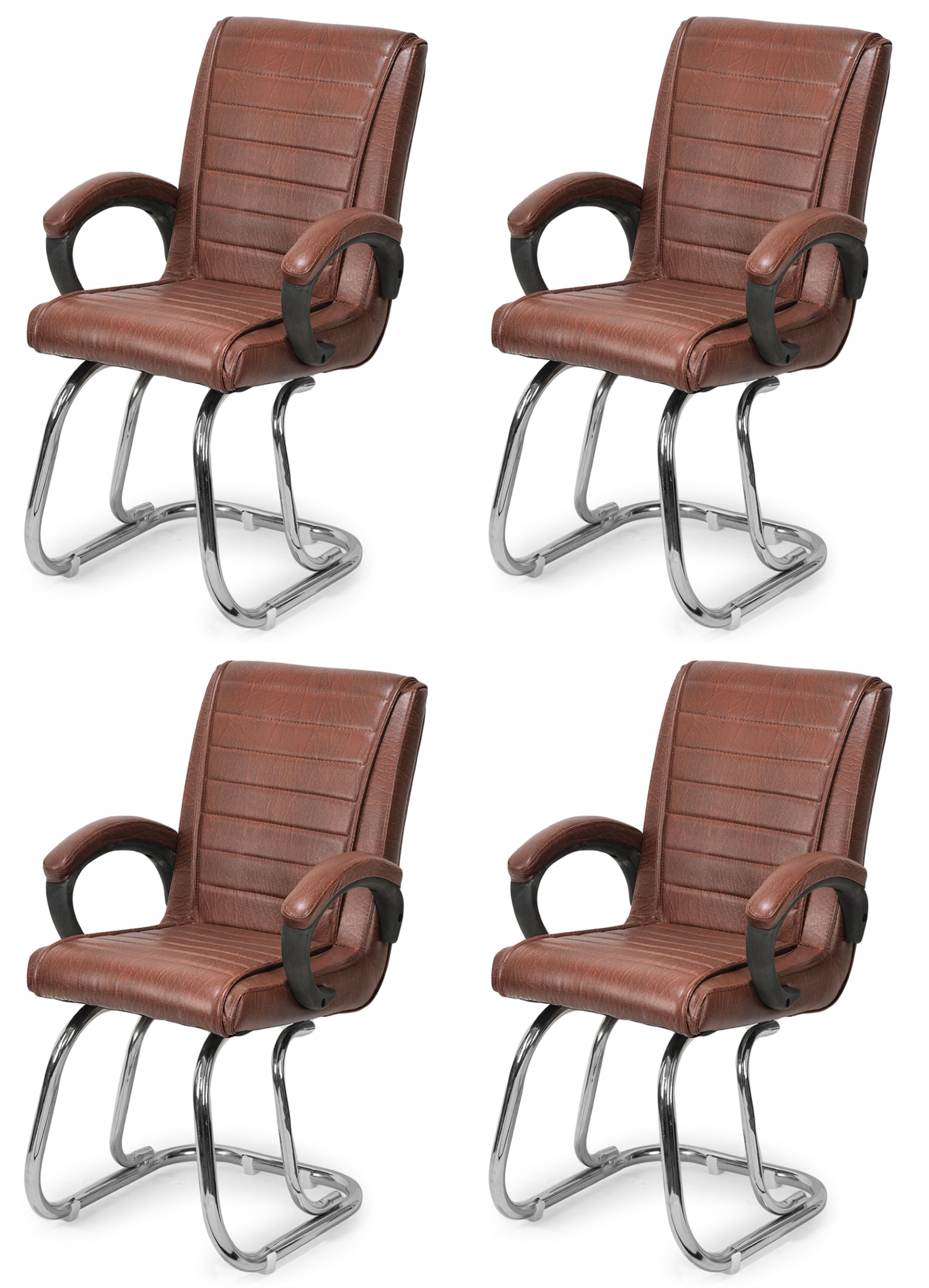 RATISON Special Director Principal Manager Office Visitor with arm Rest with Double Pipe Frame and Cushioned seat Back (4, Tan, Double Pipe Frame)