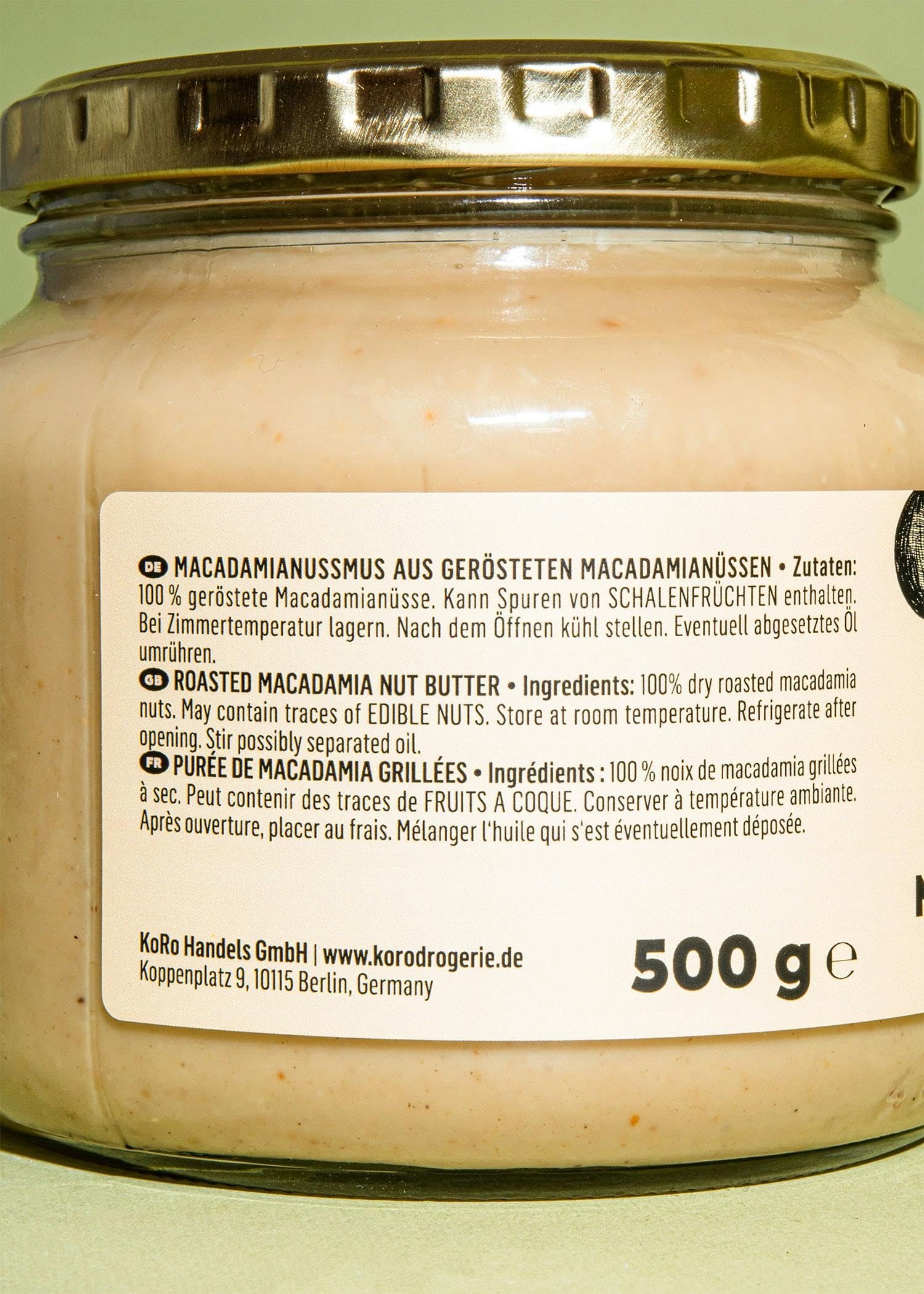KoRo - Macadamiamus Rich Roast 500 g - 100% Macadamianüsse - Vegan - Als Snack oder Topping für Süßes