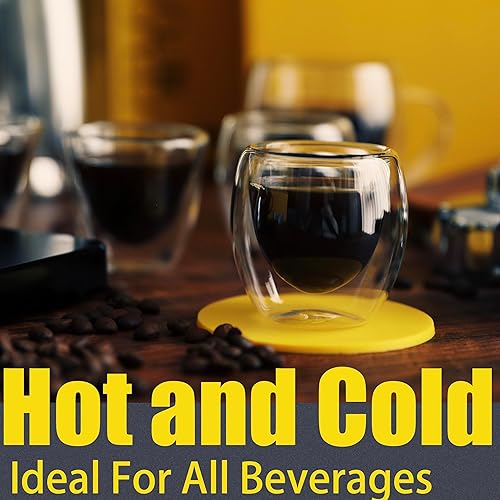 Miniatura 10 de PunPun Tazas de vidrio para café, tazas de café transparentes, vidrio para café, tazas de vidrio aisladas de doble pared con mango grande, perfectas