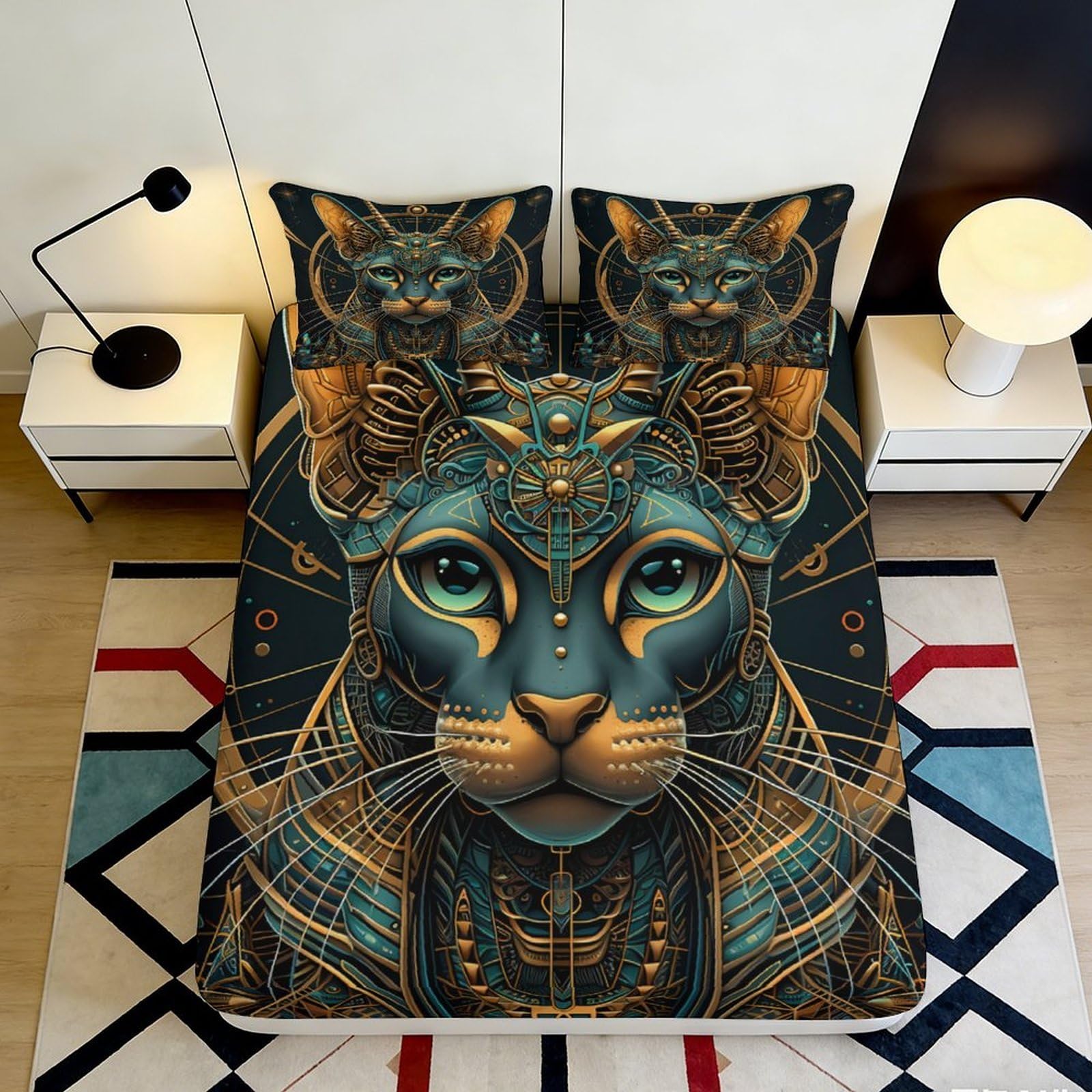 Tjiqhvmrn Style-7 3D Printed Leopard Fitted Sheet Microfiber Deep Pocket Non-Slip Bedding Set Leopard Mattress Fitted Cover Elastic Hem Washable For Adult Bedroom 90X200x25cm