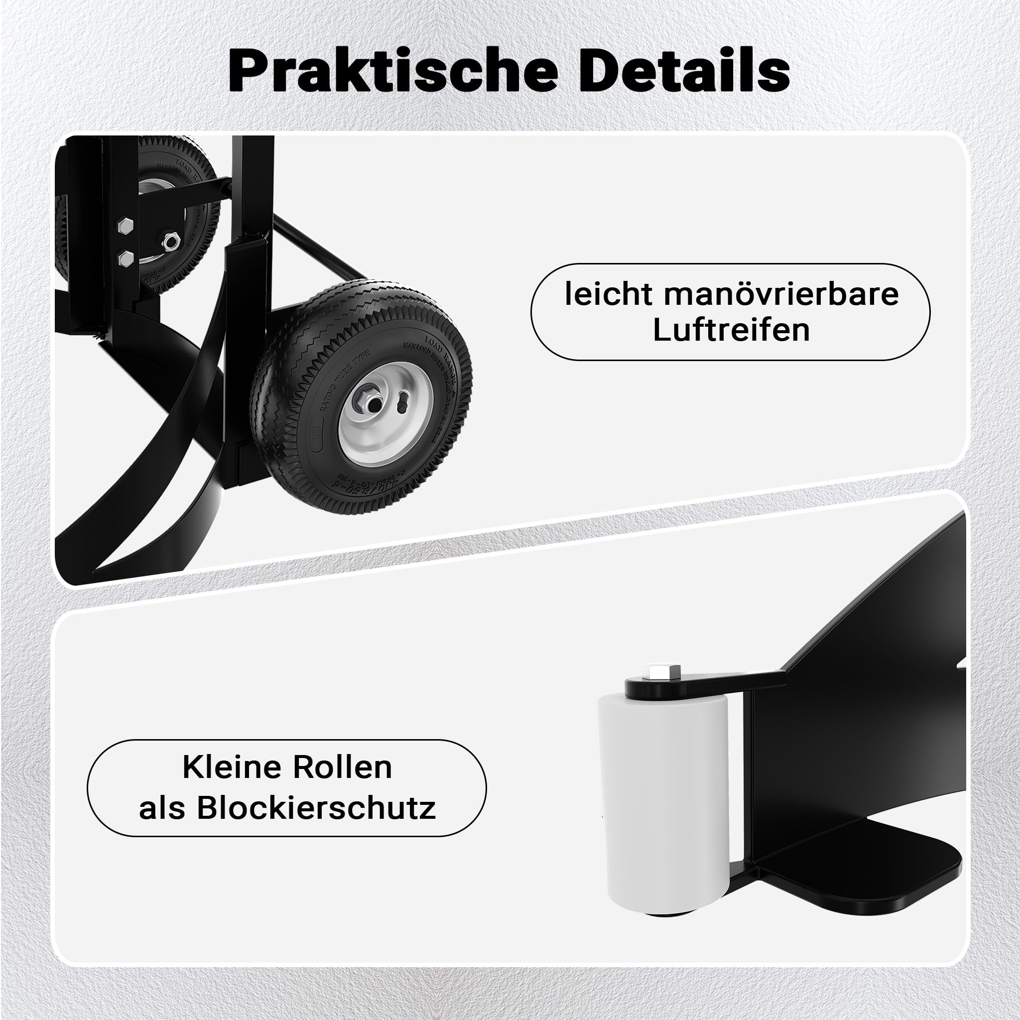 Wiltec Reifenkarre bis 200 kg mit Kippsystem, Transportkarre mit PU Rädern, Reifenwagen mit verstellbaren Greifarmen