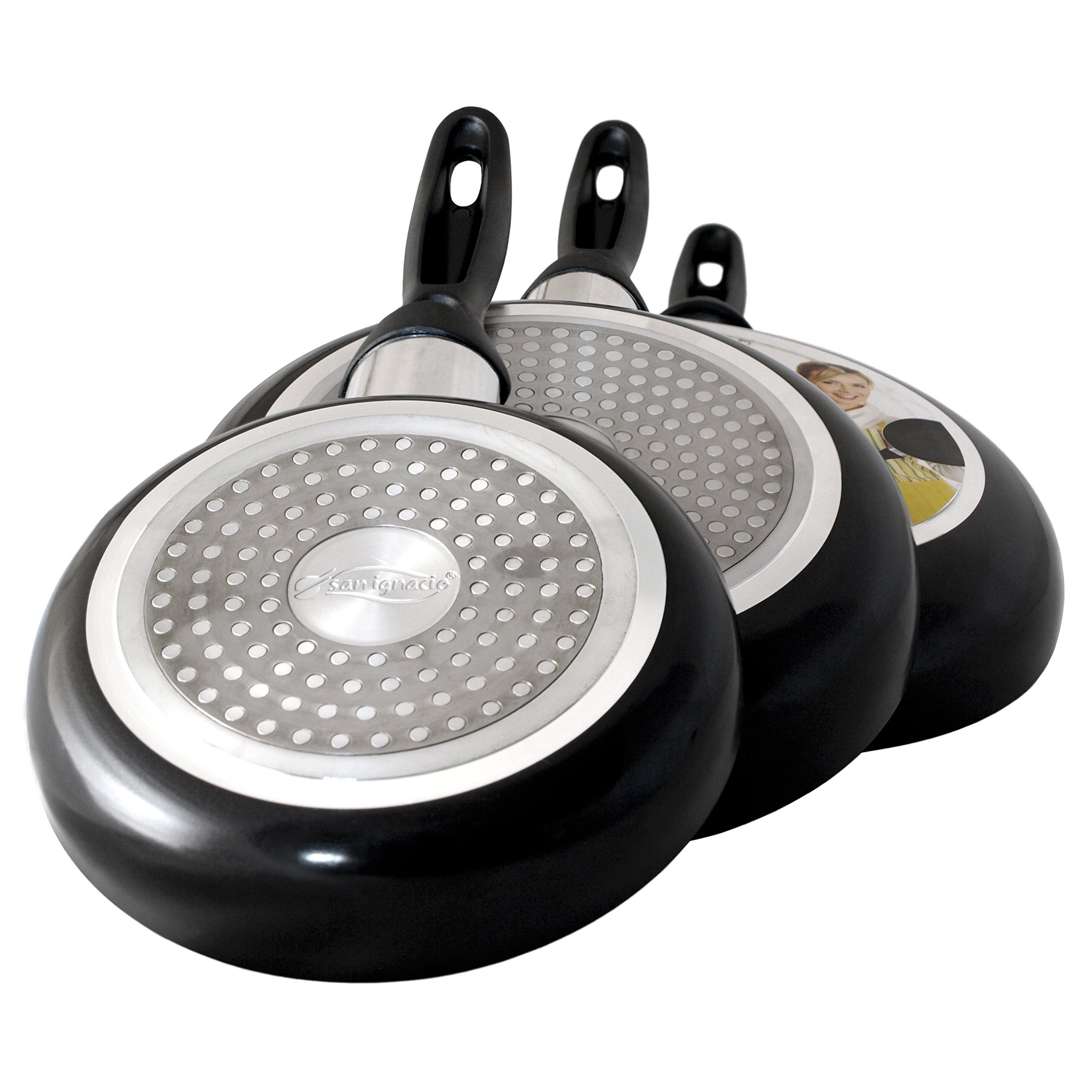 SAN IGNACIO Batteria 8 PCS Sip + Set 3 SARTENES 16/20/24 Cucina, Acciaio Inossidabile, Cromato, Unica