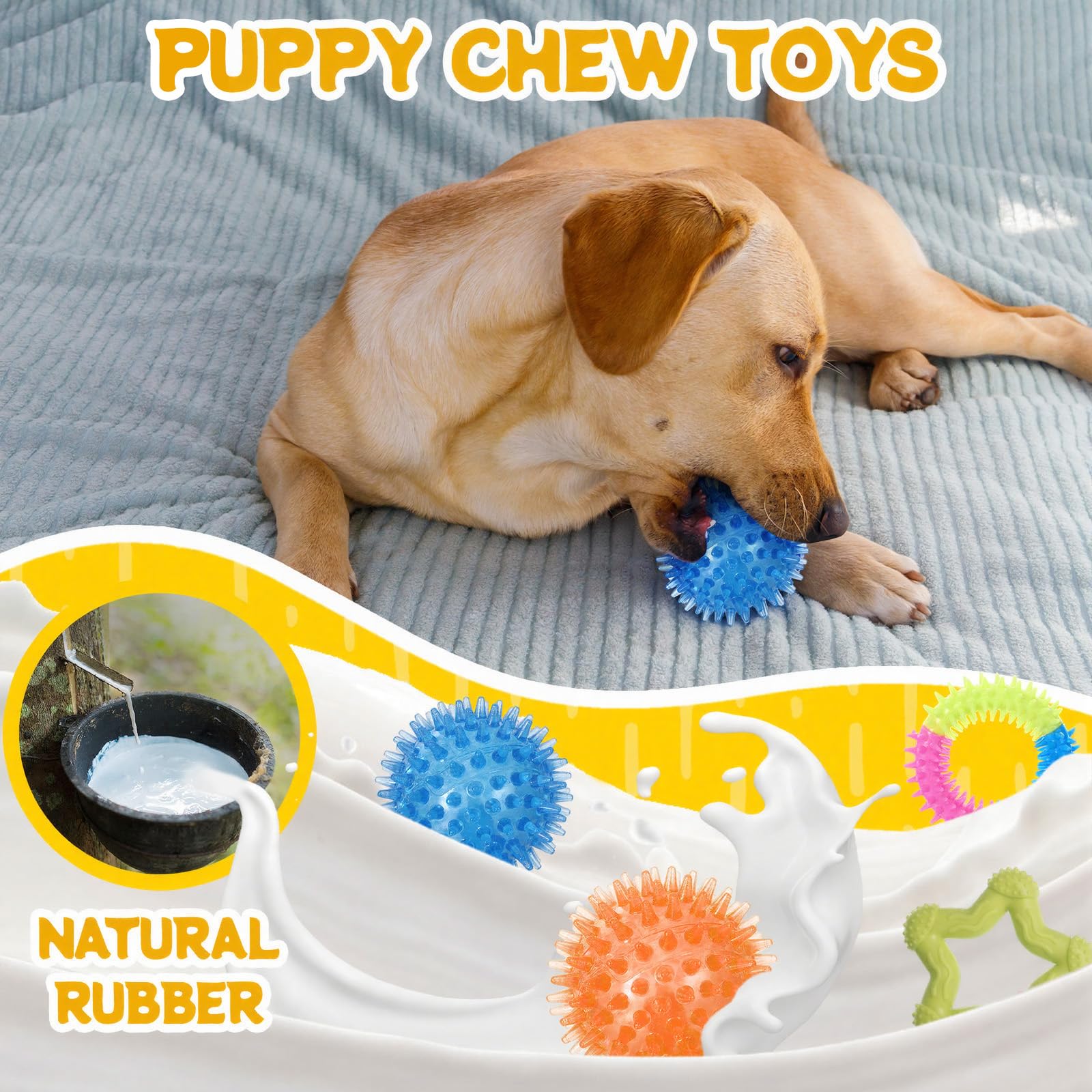 Soulchen Hundespielzeug für kleine Hunde, Quietschspielzeug, gefüllt, Plüsch-Kauspielzeug, Bündel für Welpen, Zahnungsseil, stacheliger Kauball zum Kauen und Zahnen, für Weihnachten, Geburtstag