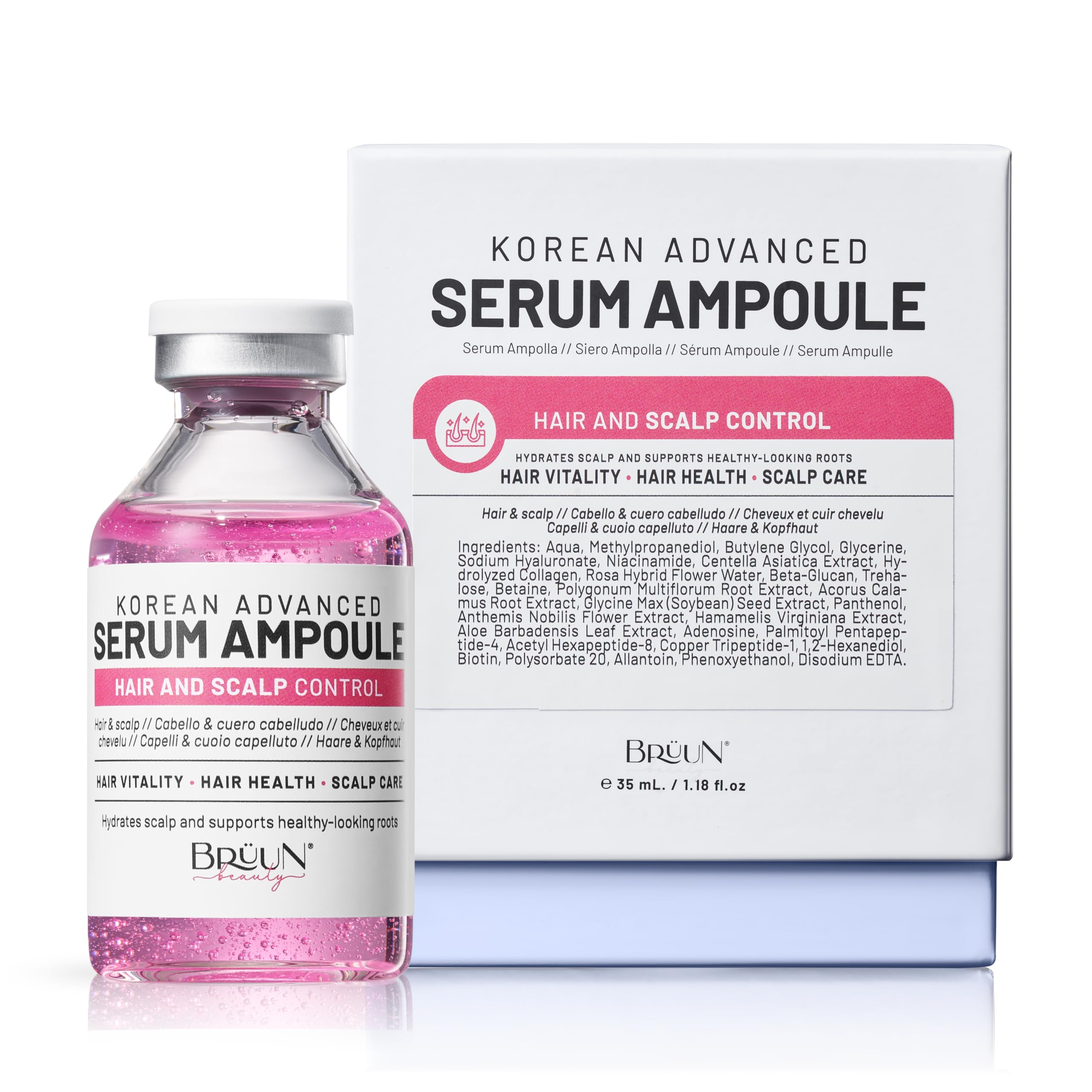 BRÜUN HS - Control Hair and Scalp Ampoule Serum – Korean Serum Booster For Hair Growth Use without Derma Pen Skin Care Serum 1.18 fl.oz