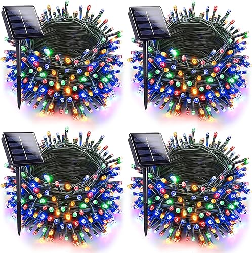 Miniatura 8 de Paquete mejorado de 6 unidades de 240 pies, 600 luces LED, luces solares de Navidad al aire libre, tiras de luces solares con 8 modos de Varios