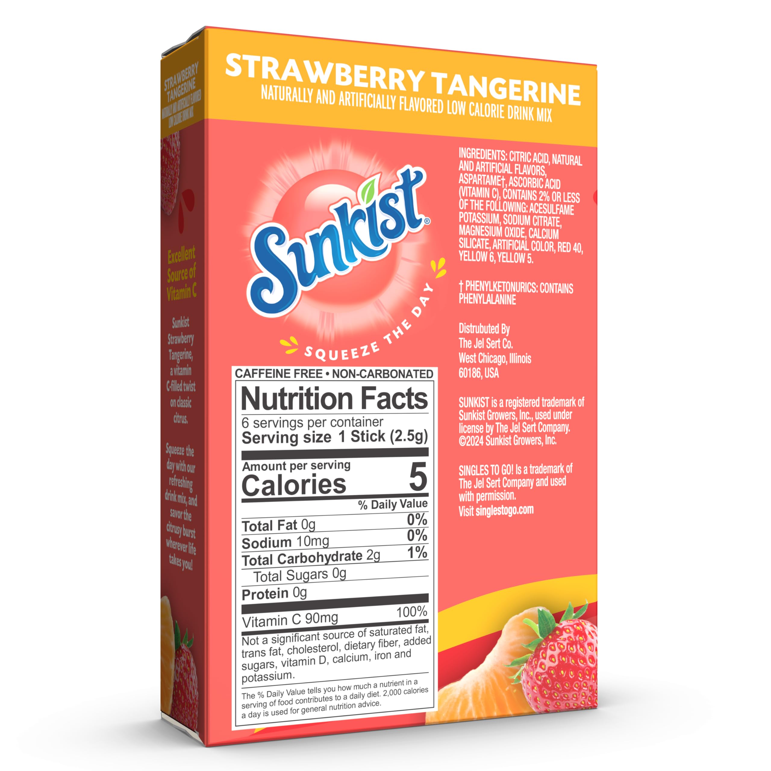 Singles To Go! Sunkist Drink Mix Truskawkowa mandarynka, 72 opakowania