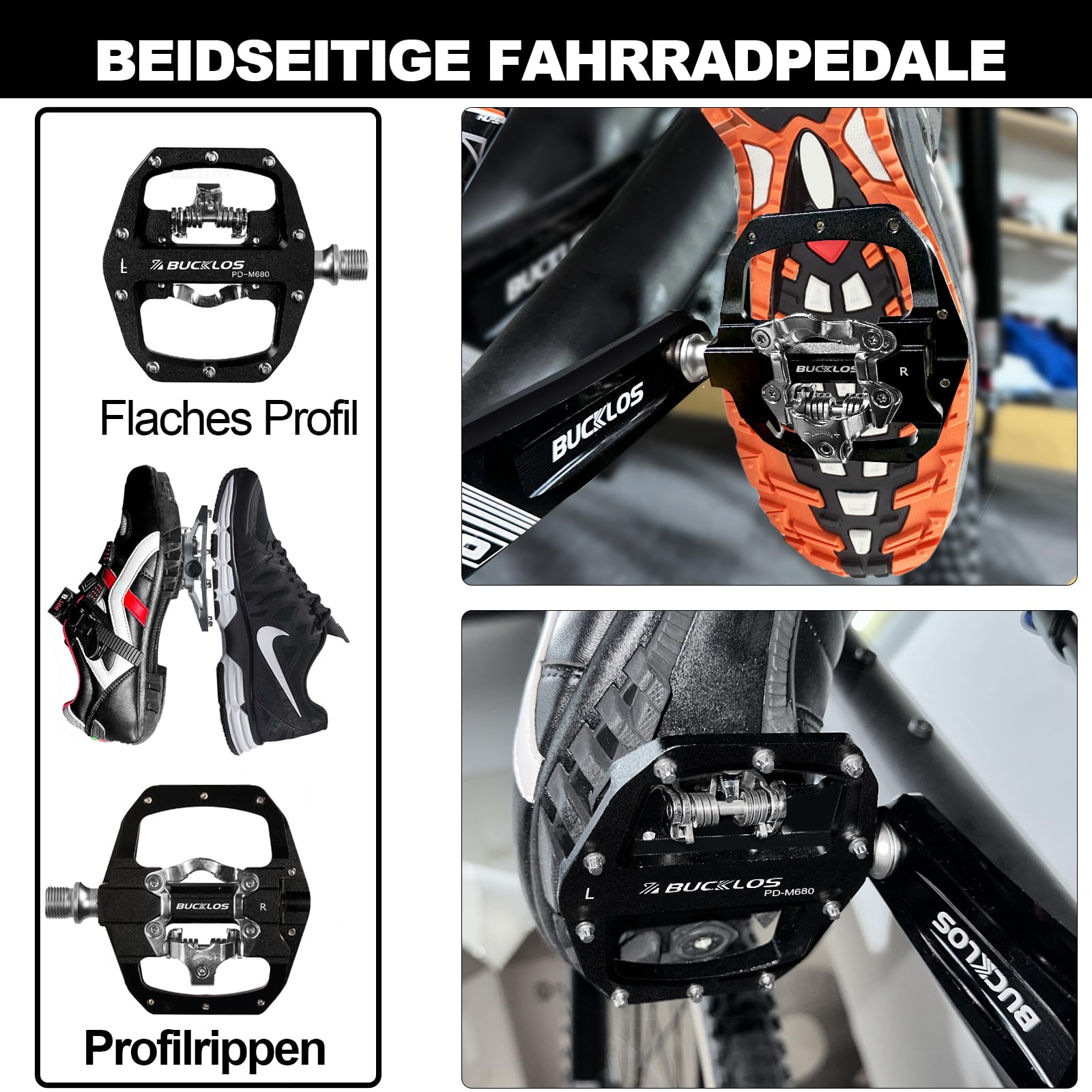 Pedali SDD per bicicletta – pedali a scatto per mountain bike in alluminio con lato piatto SPD – pedali a scatto MTB per bici da corsa con cuscinetti sigillati compatibili con pannelli SPD