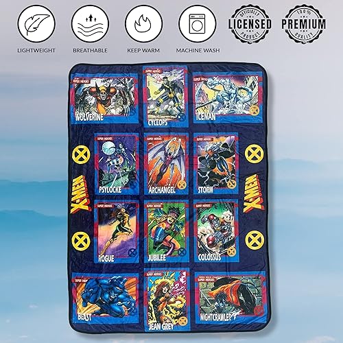 Miniatura 7 de Marvel X-Men Trading Cards Super Heroes by Jim Lee - Manta de forro polar de franela súper suave y ligera, 45 x 60 pulgadas
