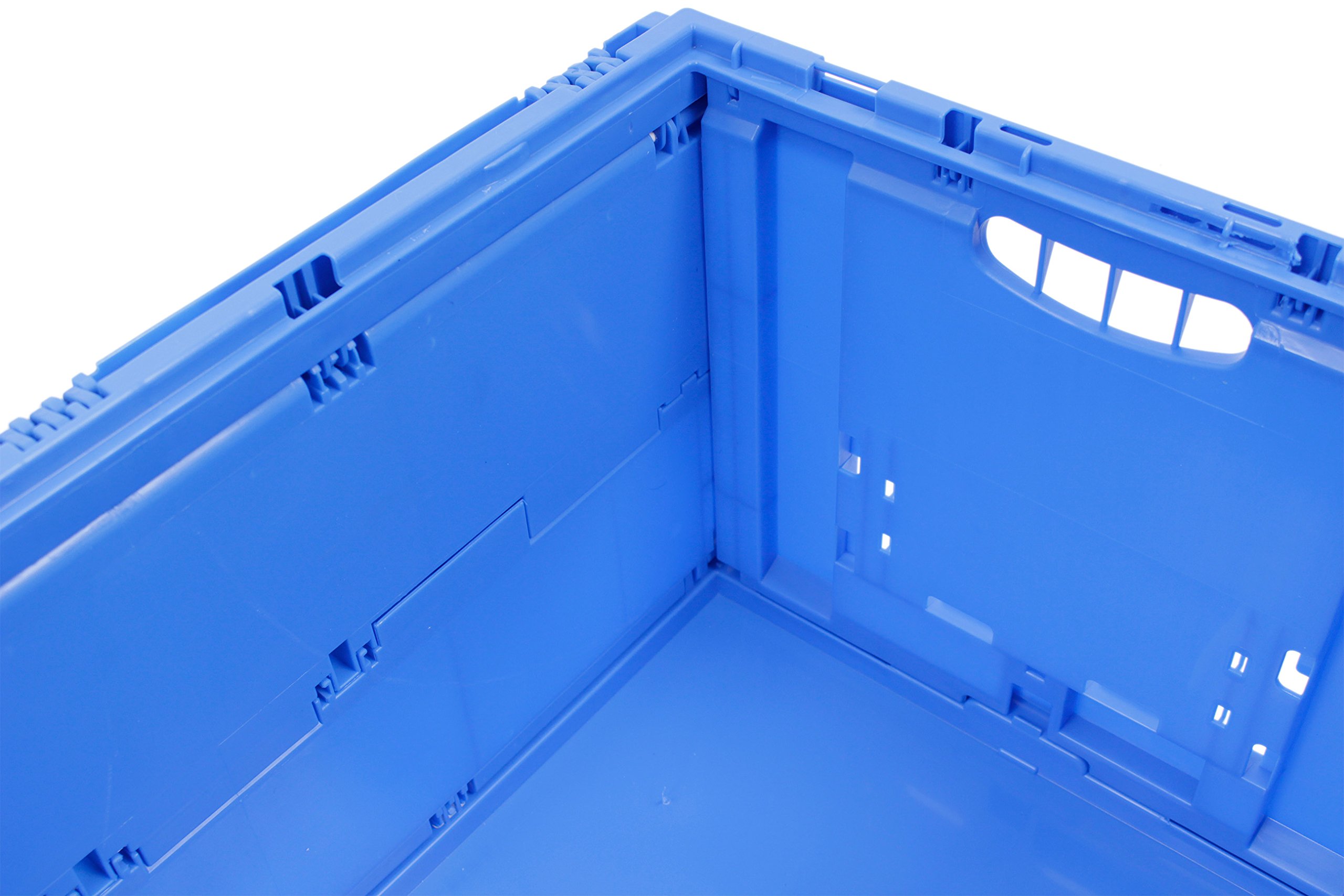Caja plegable con tapa, resistente y grande 60L, contenedor de transporte, caja de almacenamiento para compras, Fabricada en Alemania, Etiqueta Ecológica, 60x40x33 cm, azul | Estabilidad probada por TÜV. Fabricado en Alemania