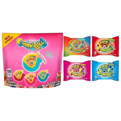 Miniatura 5 de Push Pop Gummy Roll - Bolsa de 4 unidades con sabores afrutados surtidos, 1.4 oz