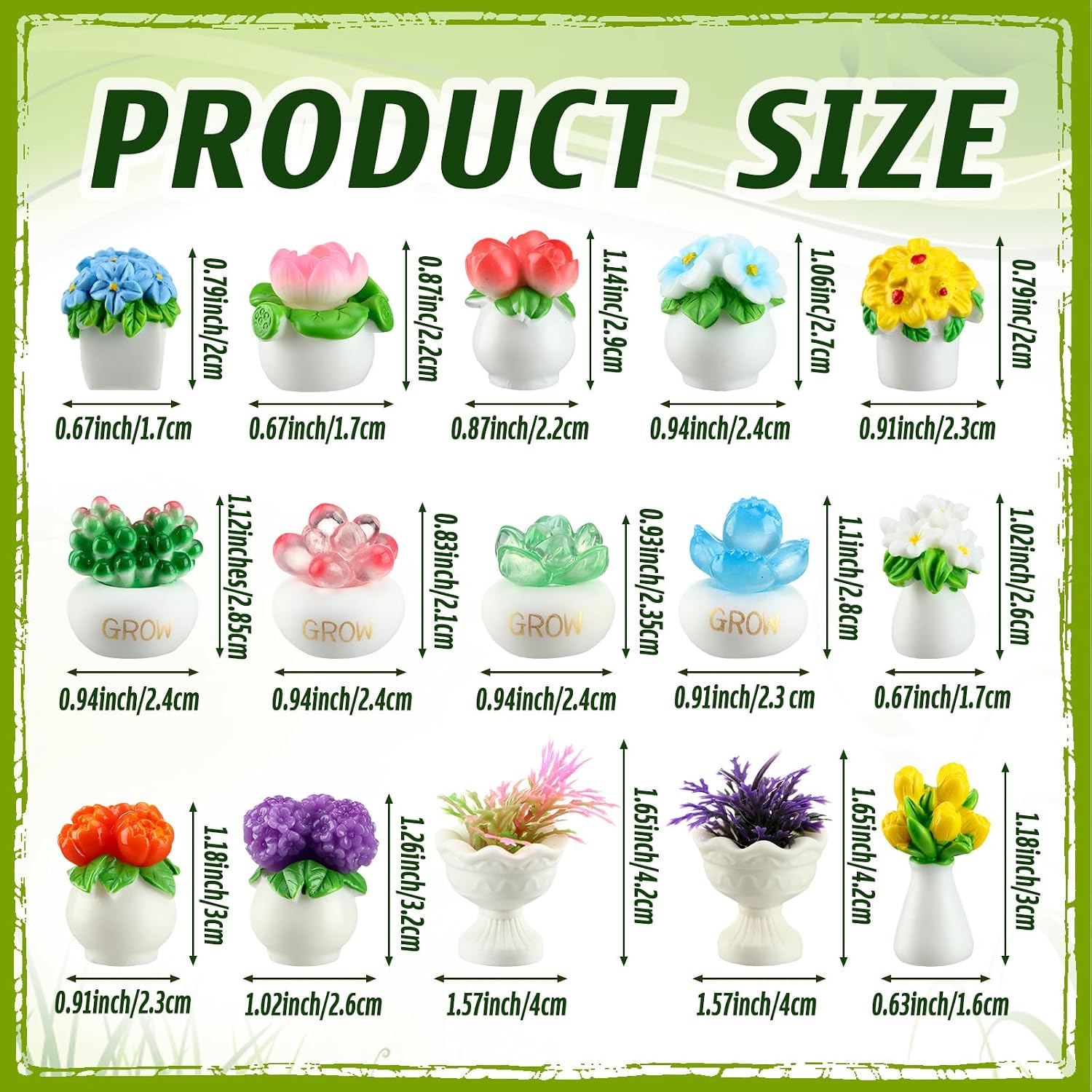 Threehoney 30 Pack Mini Potted Plants Miniature Resin Figurine, Succulents image 2