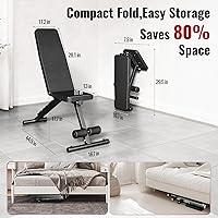 Vista 6 de Banco de pesas ajustable para ejercicio con mancuernas de gimnasio en casa, banco plano de inclinación estable de 600 libras para entrenamiento