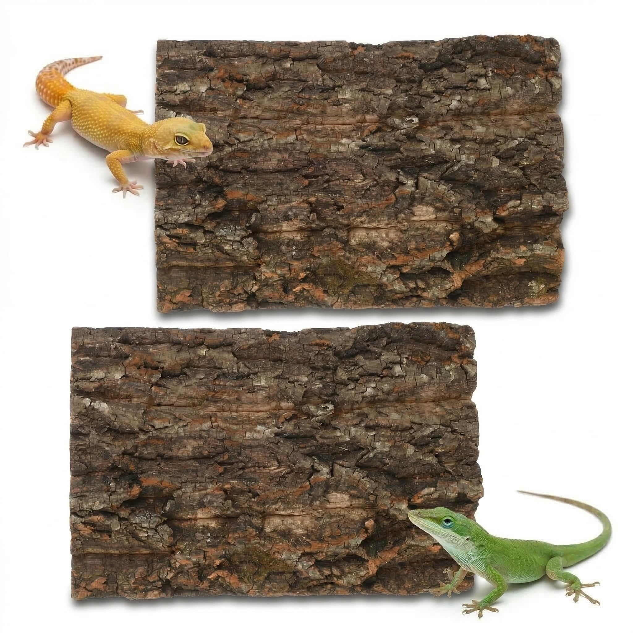 DOITOOL 2 PCS Natural Cork Bark Background, 11.8" x 7.9" Reptile Tree Bark Reptile Hides for Tank Backdrop Climbing Wall Terrarium Decor Accessories