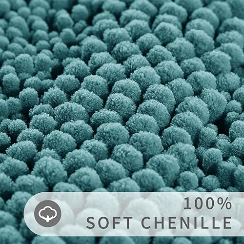 Miniatura 10 de Yimobra Juego de 2 alfombras de baño de felpilla de lujo, extragruesas, antideslizantes, de secado rápido, en forma de U, de microfibra mullida y