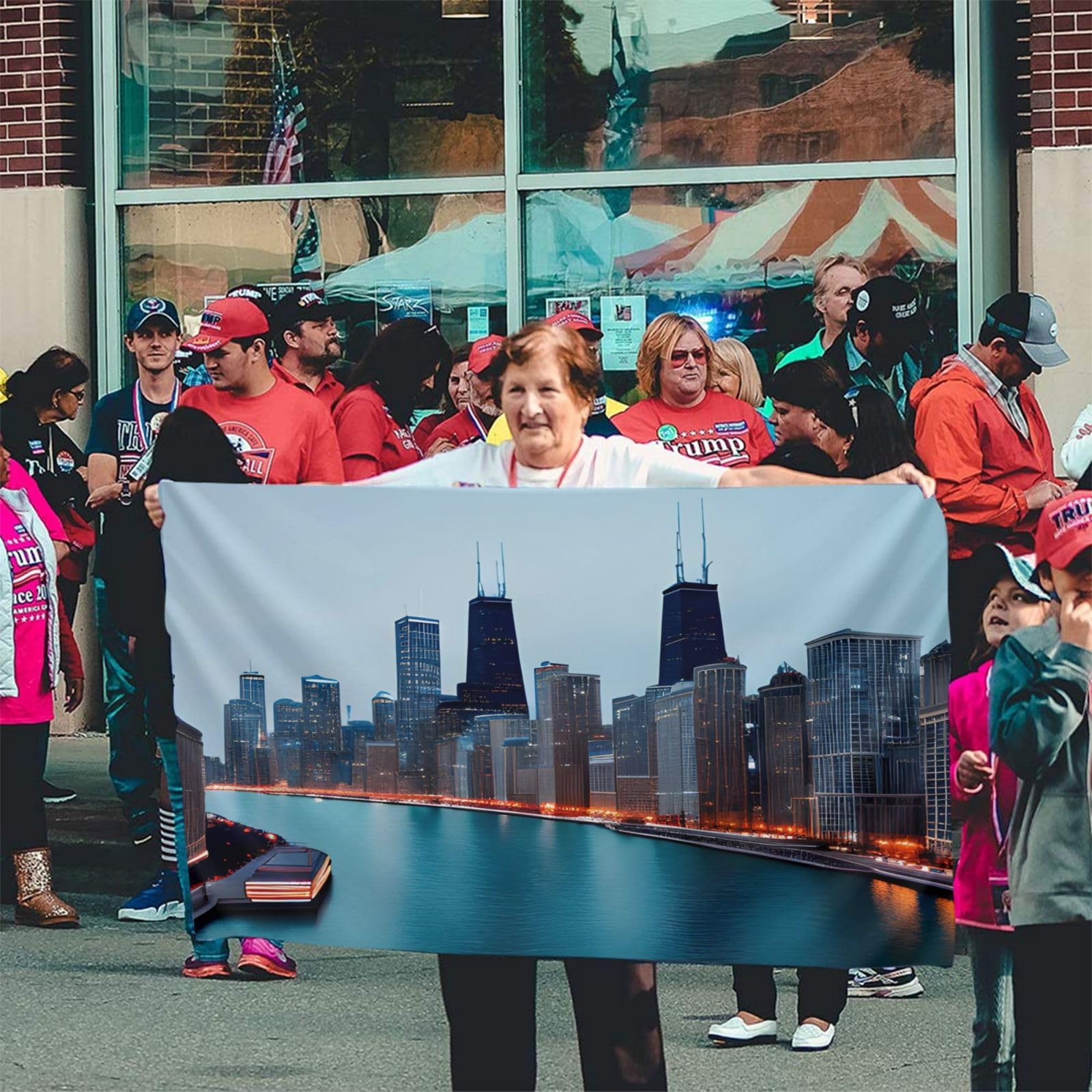 Chicago City Flagge Doppelseitig, 60 X 90 Cm – Wetterfestes Gartenbanner Aus Polyester Für Draußen