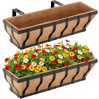 Railing Planter Boxes, Heavy Duty Window Box Planters, Adjustable Balcon...