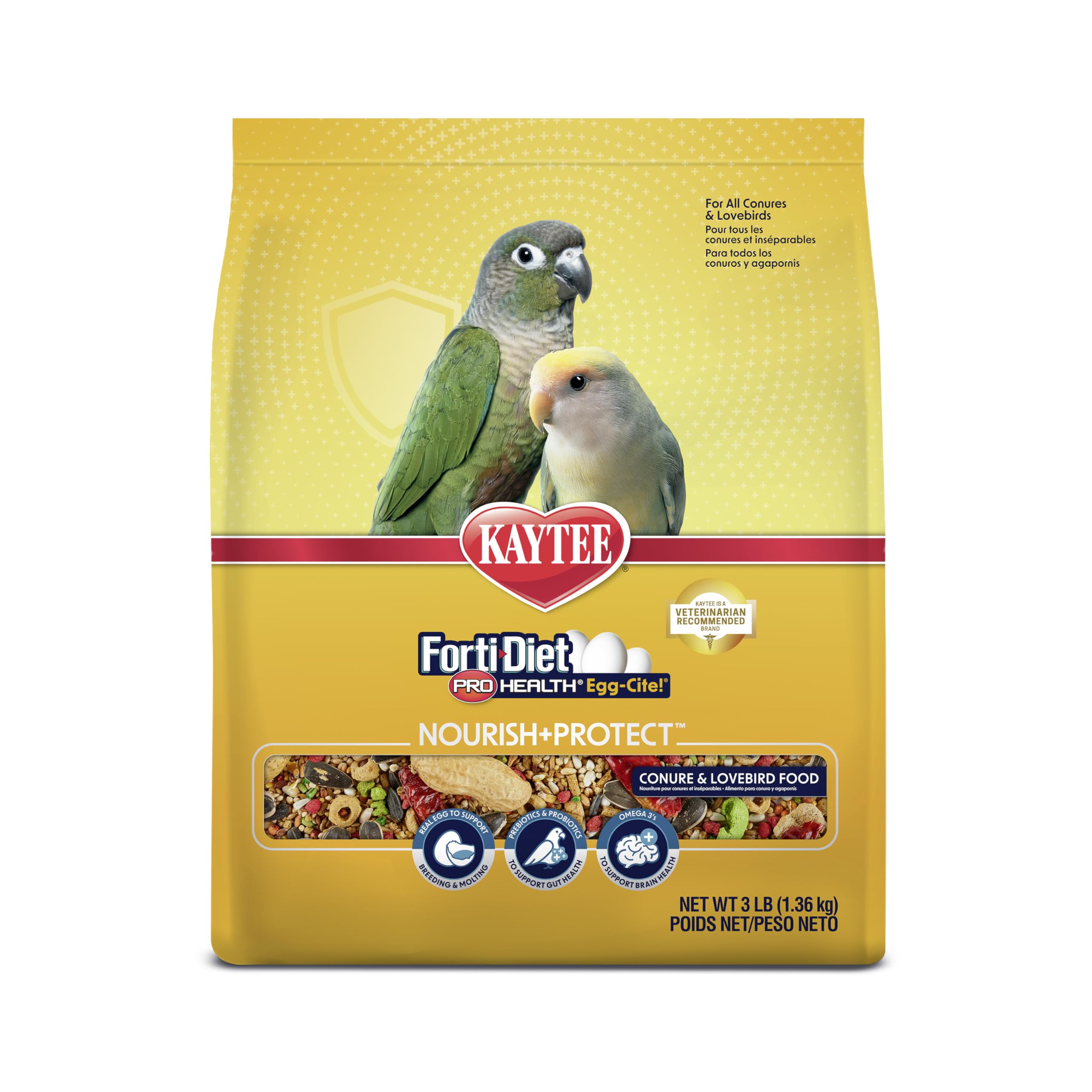 Kaytee Forti-Diet Pro Health Egg-Cite Pet Conure & Lovebird Food, 3 Pound