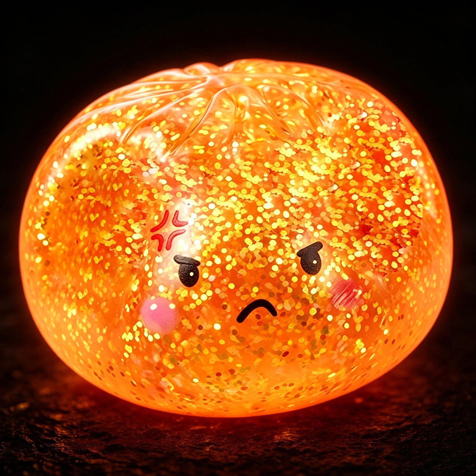 Glitter Dumpling Squishy Fidget Toy, 2026 New Luminous Glow in The Dark Dumplings Squishy Toy with Mystery Box, Cute Stress Relief Sensory Toys with Angry Face, Party Favors for Adults