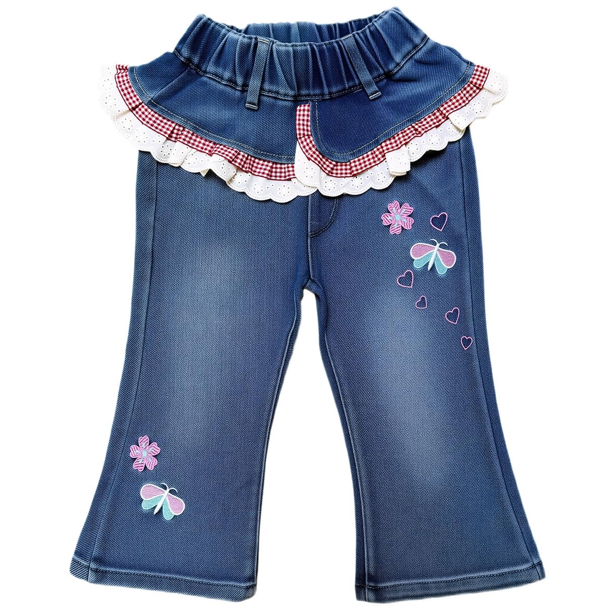 Peacolate 2-10 Ans Petites Grandes Filles Printemps Automne Pantalons en Jean brodés pour Enfants