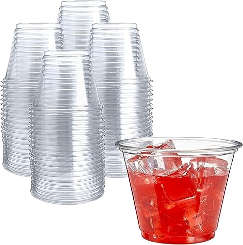 Vista 36 de Vasos de plástico transparente de 9 oz, vasos desechables pequeños, vasos antiguos de moda, 200 unidades, vasos de plástico duro, ideal para vino
