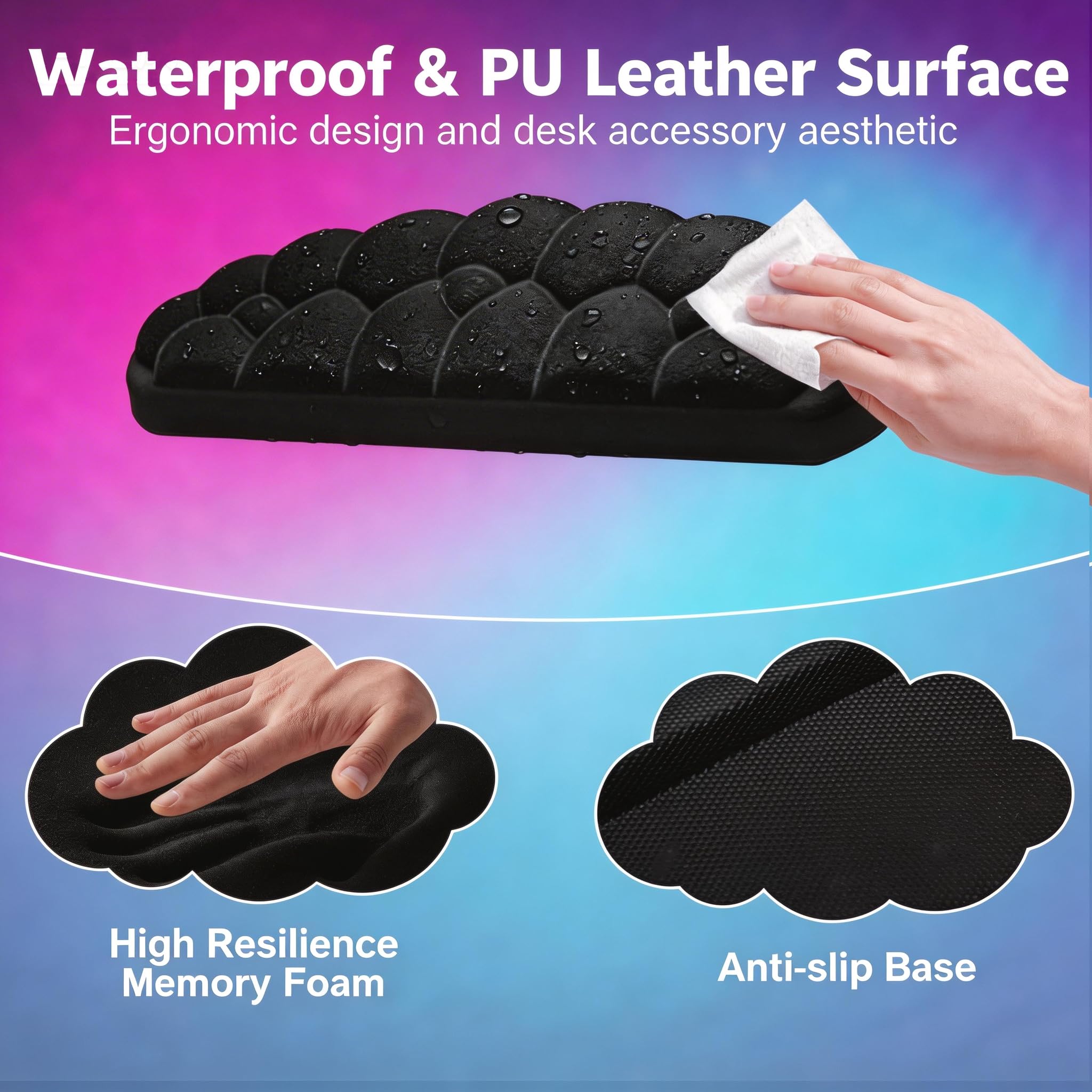 Lot de 2 coudières en forme de L en mousse à mémoire de forme avec base antidérapante, coussin ergonomique pour bords de bureau, accoudoirs et soutien du poignet pour bureau, maison, noir