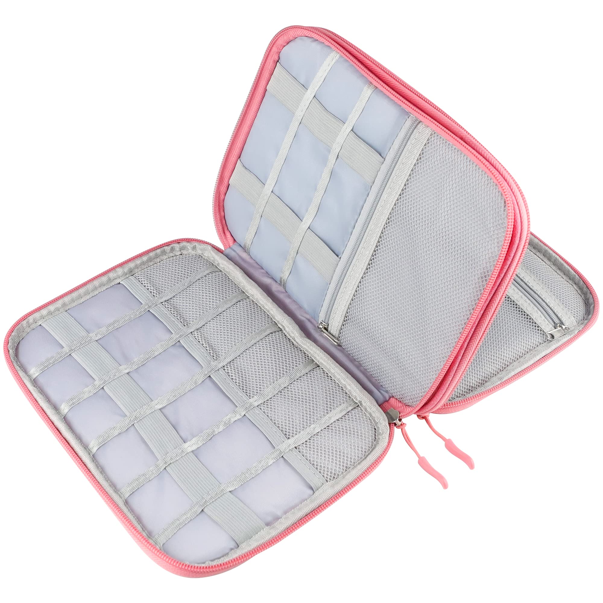 Teskyer Kabel Organizer Tasche, Universal Travel Kabeltasche, Wasserdichte Multifunktional Reisezubehör, Urlaub Must Haves Kabeltasche für Ladegerät, Handy, Powerbank, Festplatten, 24 x 17 cm (Rosa)