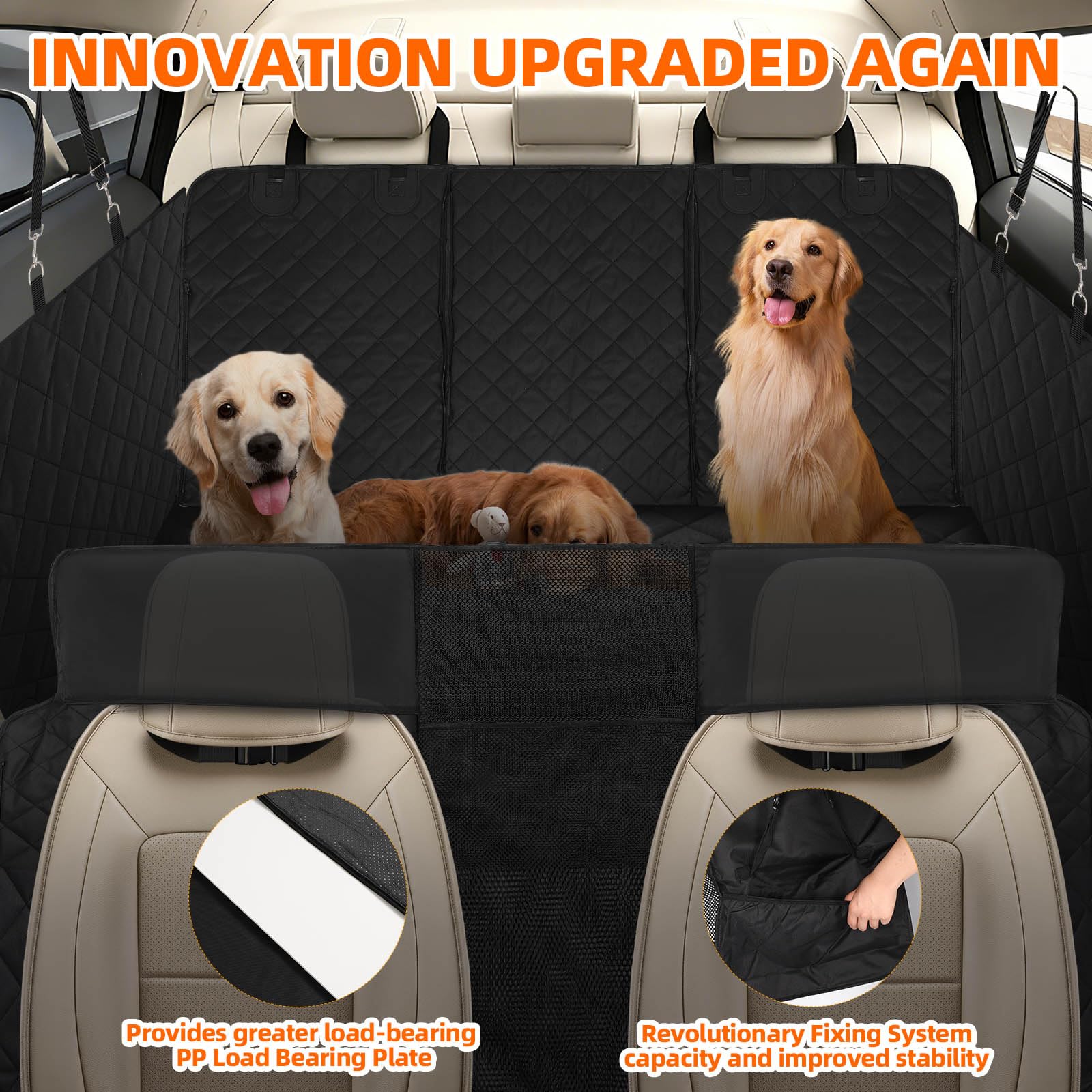 Dog Car Seat Cover-Large Space,Back Seat Extender for Dogs,Car Seat Protector,Car Seat Cover Hard Bottom Holds 400 lbs,Upgraded Material Waterproof Pet Car Bed Dog Hammock for Car, SUV,Truck - image 6