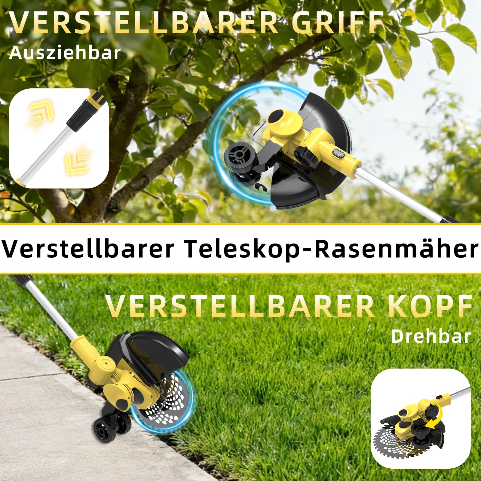 Desbrozadora eléctrica con batería 21V con batería 6 en 1 con 2 pilas - Desbrozadora eléctrica para jardín, patio