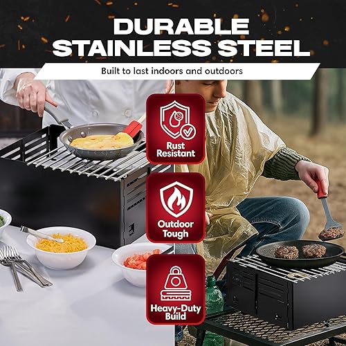 Miniatura 5 de Chef Master Cubierta para Estufa de Butano - Ajuste Universal para Cualquier Tamaño Estándar - Protector de Viento Plegable de Acero Negro Premium