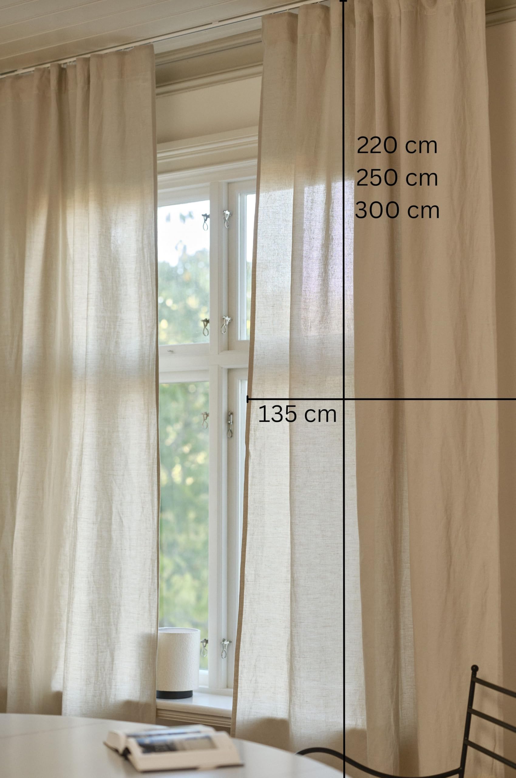 Jotex LINA Linen-Mix Multifunktionsgardine 2er-Set, Hochwertige Halbtransparente Leinen und Baumwolle Gardinen (2er-Pack) - Leinenbeige, 135 x 250cm