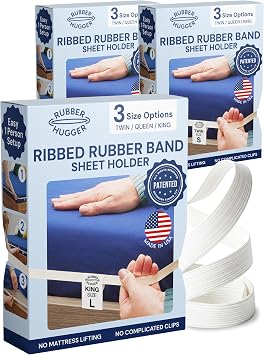 RUBBER HUGGER Bed Sheet Holder Band - Family Pack, King + 2 Bands