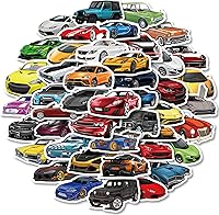 Vista 6 de 50 calcomanías de coche para niños, calcomanías de carreras, calcomanías de coche deportivo, calcomanías impermeables de color, calcomanías