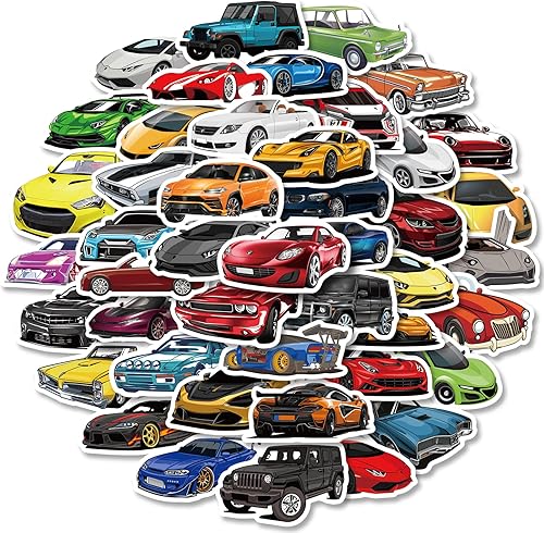 Miniatura 7 de 50 calcomanías de coche para niños, calcomanías de carreras, calcomanías de coche deportivo, calcomanías impermeables de color, calcomanías