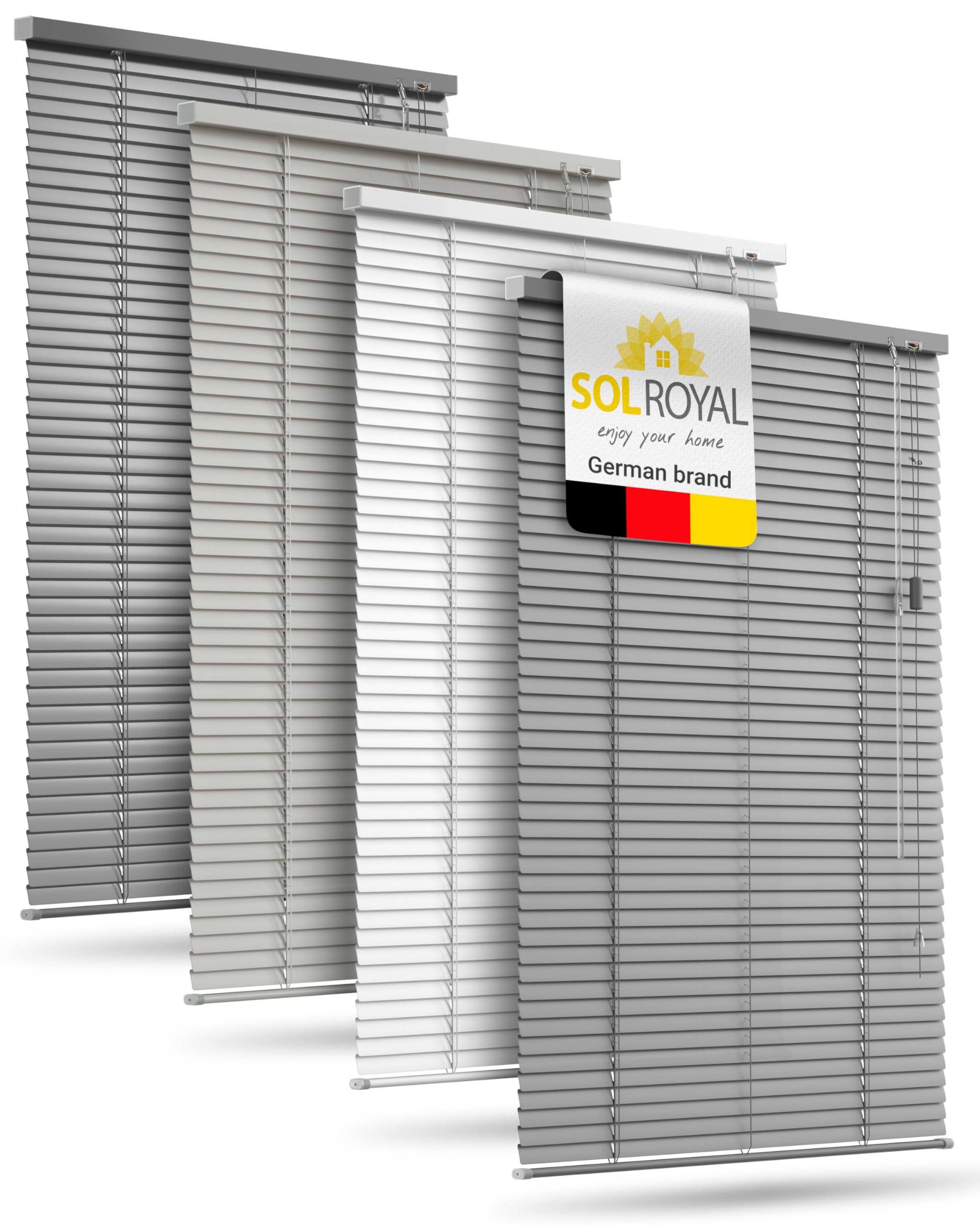 Sol Royal No Drill Venetian Blinds for Windows 100x220 cm – Indoor Aluminium Venetian Blind with 25mm Slats – Kitchen Window Blinds – Privacy and Sun Protection – Matt Silver – JA2